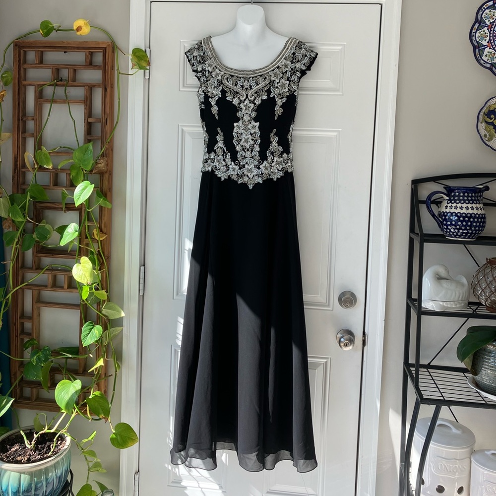 J Laxmi beaded evening gown